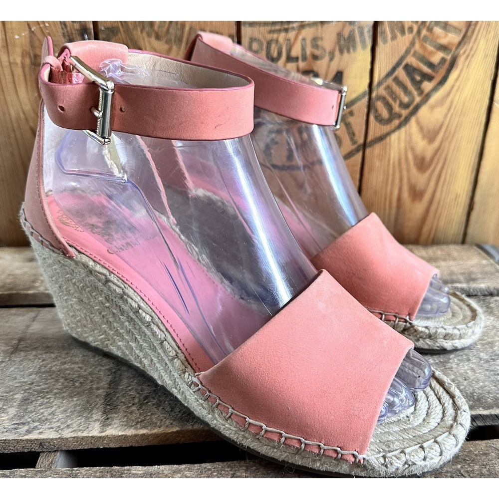 Vince Camuto Leera Wedge Suede Espadrille Sandals Womens 8.5 Peach Excellent